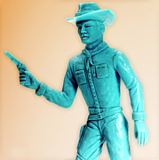 Blue Cowboy Holding Gun Drawing by CSA Images