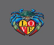 Blue Crab LOVE Crest Digital Art by Joe Barsin
