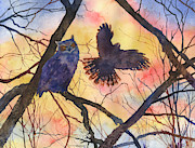 Blue Owl Painting by Anne Gifford Blue Owl Painting by Anne Gifford