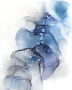 Blue Petal Dots Whispy Abstract Painting Painting by Alissa Beth Photography