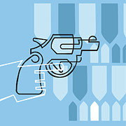 Blue Revolver Drawing by CSA Images