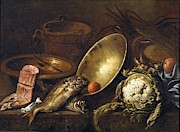 'Bodegon de cocina', 1651, Spanish School, Oil on canvas, 77,5 cm x... Painting by Antonio de Pereda -c 1611-1678-