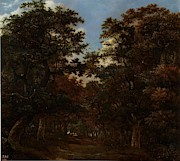 'Bosque con jinetes y perros', 1625-1630, Dutch School, Oil on panel, ... Painting by Hendrick Cornelisz Vroom -c 1566-1640-