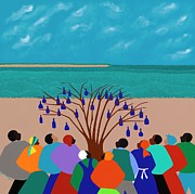 Bottle Tree Gullah Islands Painting by Synthia SAINT JAMES