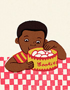 Boy with Hand in Cookie Jar Drawing by CSA Images Boy with Hand in Cookie Jar Drawing by CSA Images