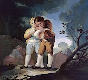 'Boys Inflating a Bladder', 1777-1778, Spanish School, Oil on canvas, 116 cm x 124 cm, P00776. Painting by Francisco de Goya -1746-1828- 'Boys Inflating a Bladder', 1777-1778, Spanish School, Oil on canvas, 116 cm x 124 cm, P00776. Painting by Francisco de Goya -1746-1828-