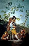 'Boys playing at Soldiers', 1779, Spanish School, Oil on canvas, ... Painting by Francisco de Goya -1746-1828-