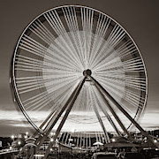 Branson Ferris Wheel in Sepia 1x1 Photograph by Gregory Ballos