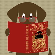 Brown Dog Reading Digital Art by Donna Mibus
