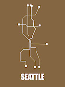 Brown Seattle Subway Map Digital Art by Naxart Studio