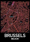 Brussels City Map Digital Art by HELGE Art Gallery