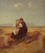 Bub Und Madchen Im Kornfeld Painting by Carl Spitzweg