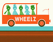 Bus with People Drawing by CSA Images