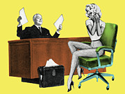 Business man with woman in fishnets Drawing by CSA Images Business man with woman in fishnets Drawing by CSA Images
