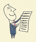 Businessman Checking Off List Drawing by CSA Images Businessman Checking Off List Drawing by CSA Images