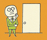 Businessman Standing In Front of a Door Drawing by CSA Images