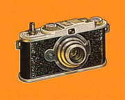 Camera on an Orange Background Drawing by CSA Images