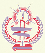 Candle, Wreath and Book Drawing by CSA Images Candle, Wreath and Book Drawing by CSA Images