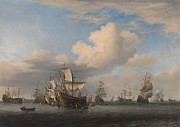Captured English Ships after the Four Days' Battle. De veroverde schepen 'Swiftsure', 'Seven Oaks... Painting by Willem van de Velde -II- Captured English Ships after the Four Days' Battle. De veroverde schepen 'Swiftsure', 'Seven Oaks... Painting by Willem van de Velde -II-
