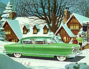 Car Parked in Front of a Chalet Drawing by CSA Images