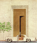 Car with an Open Door in front of an Open Door Drawing by CSA Images