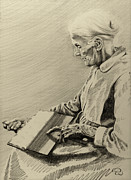 Carding Cotton Drawing by David Walker Carding Cotton Drawing by David Walker