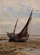 Carlos de Haes / 'Barca de pesca -costa de Normandia-', 1877-1884, Spanish School. Painting by Carlos de Haes -1829-1898-
