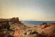 Carlos de Haes 'Un paisaje. Recuerdos de Andalucia, costa del Mediterraneo, junto a Torremolinos'. Painting by Carlos de Haes -1829-1898- Carlos de Haes 'Un paisaje. Recuerdos de Andalucia, costa del Mediterraneo, junto a Torremolinos'. Painting by Carlos de Haes -1829-1898-