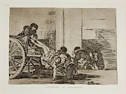 'Cartloads to the cemetery'. 1812 - 1814. Etching, Aquatint, Burn... Painting by Francisco de Goya -1746-1828-