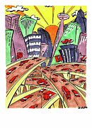 Cartoon City Drawing by Sneuro