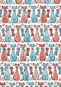 Cat pattern Drawing by CSA Images Cat pattern Drawing by CSA Images