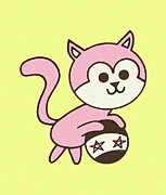 Cat Playing with a Ball Drawing by CSA Images Cat Playing with a Ball Drawing by CSA Images