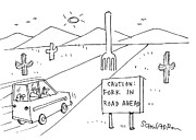 Caution Fork In Road Ahead Drawing by Harley Schwadron