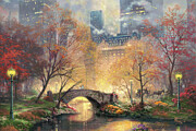 Central Park In The Fall Painting by Thomas Kinkade