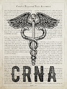 Certified Registered Nurse Anesthetist Gift idea with Caduceus i Digital Art by Aged Pixel