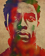 Chadwick Boseman Watercolor Portrait Mixed Media by Design Turnpike