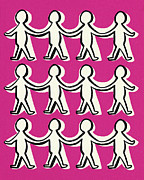 Chain of Paper Dolls Drawing by CSA Images Chain of Paper Dolls Drawing by CSA Images