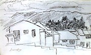 Charcoal Pencil Houses.jpg Painting by Suzanne Giuriati Cerny