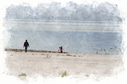 Chasing Seagulls at The Salton Sea in Digital Watercolor Photograph by Colleen Cornelius Chasing Seagulls at The Salton Sea in Digital Watercolor Photograph by Colleen Cornelius