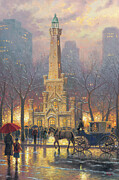Chicago Winter Watertower Painting by Thomas Kinkade