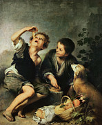 Children Eating A Pie, 1670-75 Painting by Bartolome Esteban Murillo