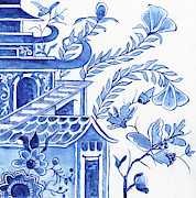 Chinoiserie Blue and White Pagoda Floral 1 Painting by Audrey Jeanne Roberts Chinoiserie Blue and White Pagoda Floral 1 Painting by Audrey Jeanne Roberts