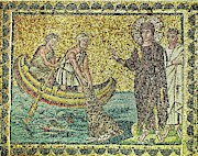 Christ calls Apostles Peter and Andrew as fishermen, mosaic cycle Saint Apollinare Nuovo Ravenna,... Painting by Album