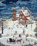 Christmas At Crystal Bay Lighthouse Painting by Ann Stookey