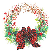 Christmas Holly Wreath Painting by Patricia Pinto