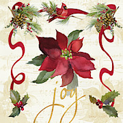 Christmas Poinsettia Ribbon Iv Mixed Media by Lanie Loreth