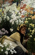 Chrysanthemums Painting by James Tissot