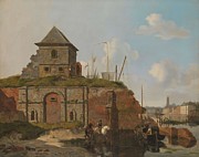 City Wall with Gunpowder Magazine. Painting by Carel Jacobus Behr -1812-1895- Gijsbertus Craeyvanger -1810-1895-