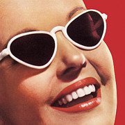 Closeup of Smiling Face with Sunglasses Drawing by CSA Images Closeup of Smiling Face with Sunglasses Drawing by CSA Images