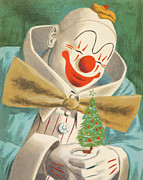 Clown Holding Christmas Tree Drawing by CSA Images Clown Holding Christmas Tree Drawing by CSA Images